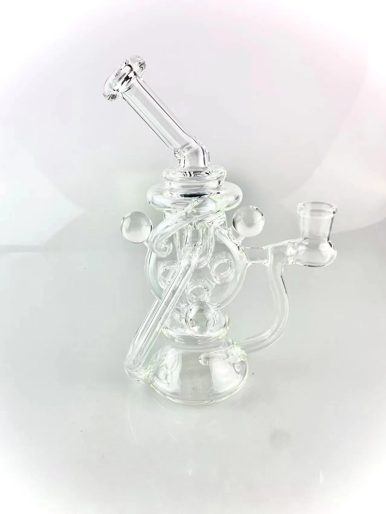 Pipes en verre Clear Swiss Recycler Rigler avec 2 boules en verre 14 mm Joint Bienvenue pour passer la commande