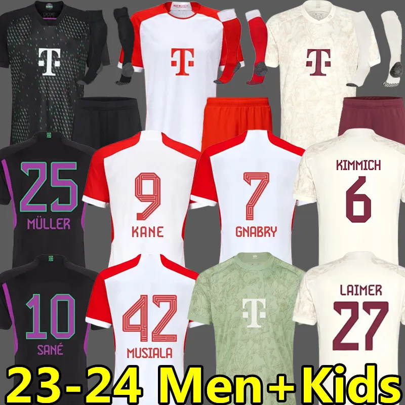 Kane 23 24 Soccer Jerseys Musiala Sane Gnabry de Ligt Kimmich Goretzka Laimer Muller Coman Davies München Camisa de Futebol Men Kids Kits 2023 2024 Football Shirt