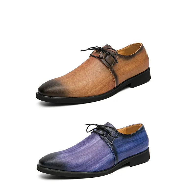 Sapatos de vestido mais novos masculinos com sapatos de couro da moda Mocassins Brown Blue Pink Classice Shoes Retro Business Sapatos Zapatos de Hombre para Boots de Partida Botas