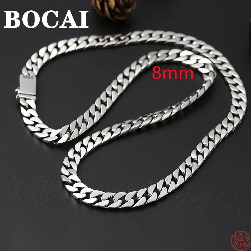 Chokers Bocai Trendy S925 Sterling Silver Halsband för män Kvinnor Simple 7mm 8mm Horsewhip-Chain Pure Argentum Fashion Jewelry 230923