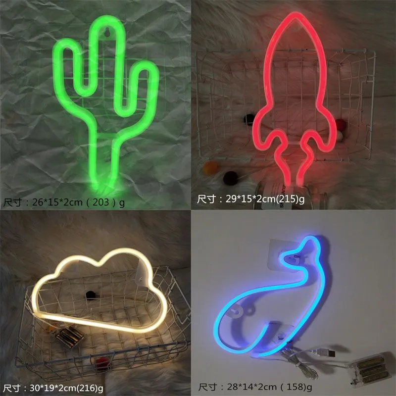 Multi Styles Neon Sign Colorful Rainbow LED Night Lights for Room Home Party Wedding Decoration Table Lamp powered by usb