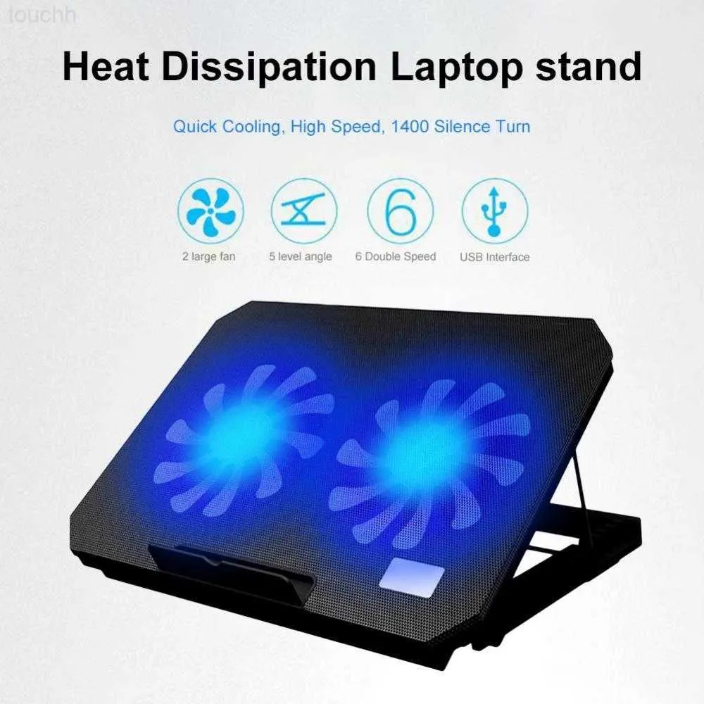 Laptop cooling kuddar justerbar bärbar dator kylare pad USB port 2 kylfläktar anteckningsbok vinkelhållare l230923