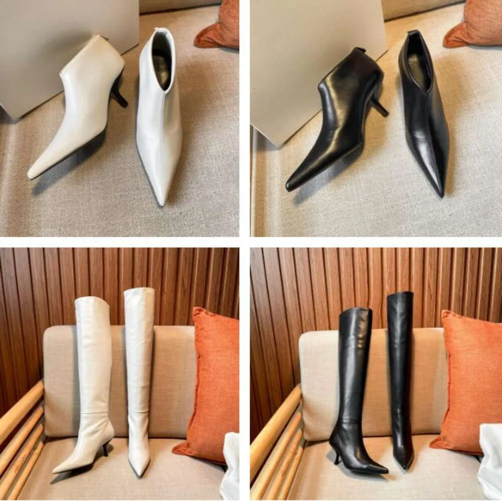 Ботинки The Row, дизайнерские ботинки Coco Romy, женские модные кожаные ботильоны на каблуке, ботильоны из овечьей кожи с острым носком, 2024
