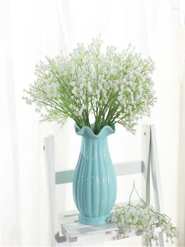 Flores decorativas Gypsophila flor artificial ramo de novia aliento del bebé planta de seda falsa para la decoración de la boda del hogar