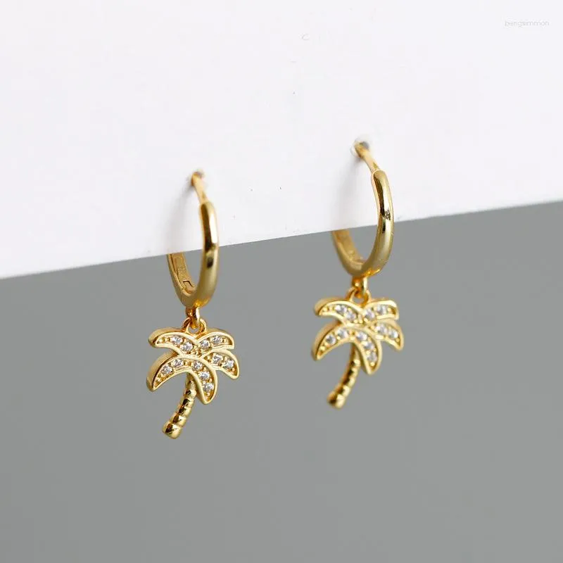 Hoop Earrings Silver Color Drop Earring Women Jewelry Gold Plated Palm Tree Clip Circle Round Ear Ring Boucle Doreille Femme