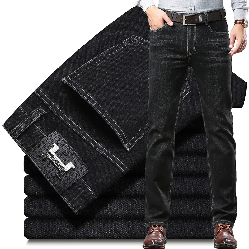 Nouveau JEANS Pantalon pantalon Pantalon homme HHicon Stretch Automne hiver jean ajusté pantalon en coton lavé droit business casual XL880-2