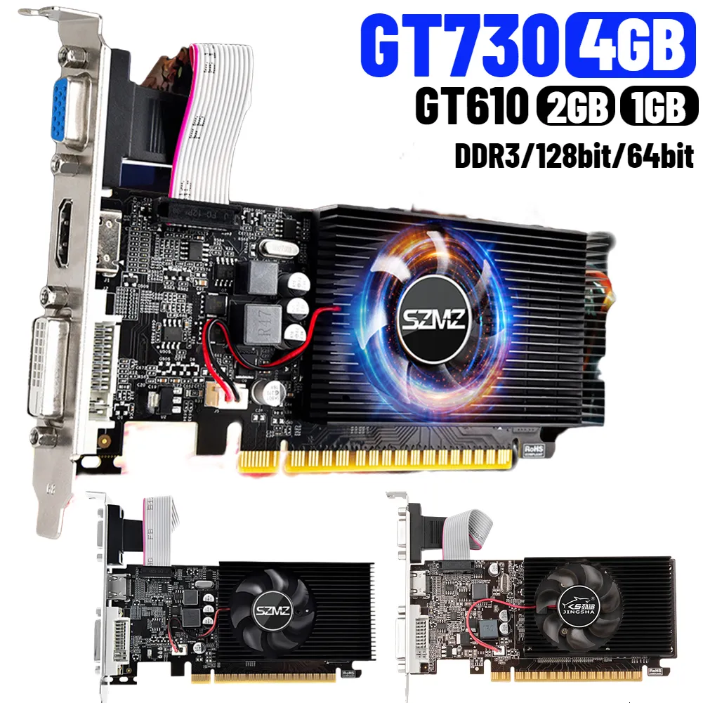 بطاقات الرسومات GT730 4GB DDR3 128BIT/64Bit ألعاب بطاقة الفيديو مع HDMI VGA DVI PORT PCI-E2.0 16X بطاقة الرسومات GT610 1/2GB GPU بطاقات العرض 230923