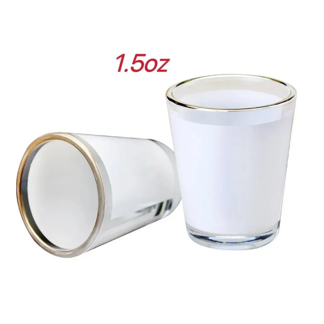 Verres à vin 1,5 oz 3 oz Sublimation S Tumbler Blanc Golden Rim Impression par transfert de chaleur Tasse givrée Livraison directe à la maison Kit de jardin Dha2H