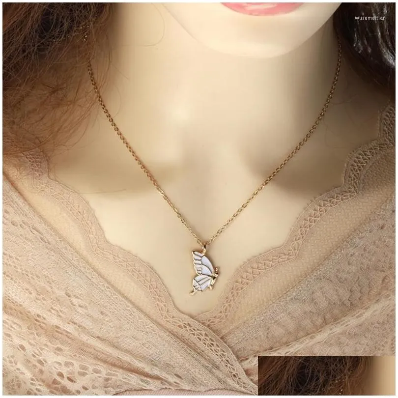 pendant necklaces 2pcs friend sisters suitable for 2 girls matching butterfly pendants long distance friendship jewelry t8de