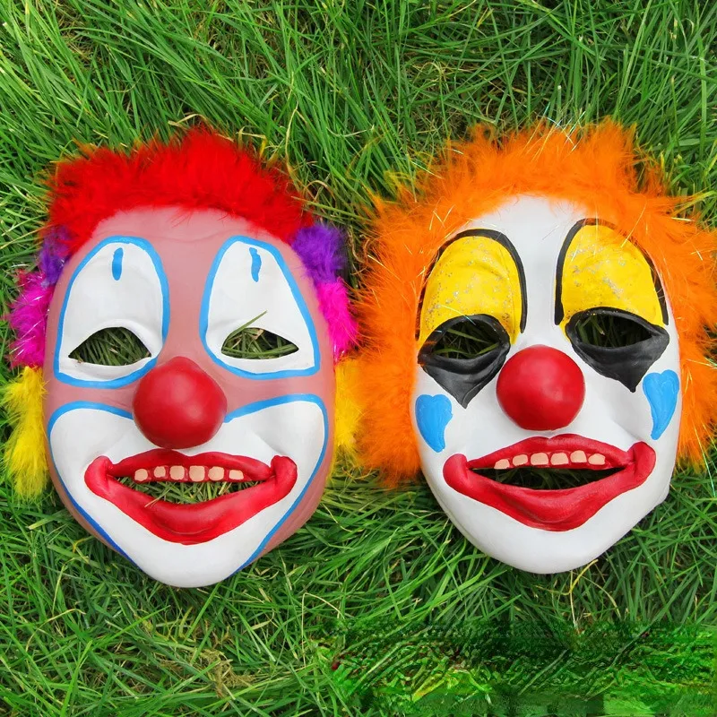Festmasker barn män kvinnor full ansikte fjäder rolig skrämmande clown mask maskerad cosplay kostym tillbehör rekvisita röda jul 230922