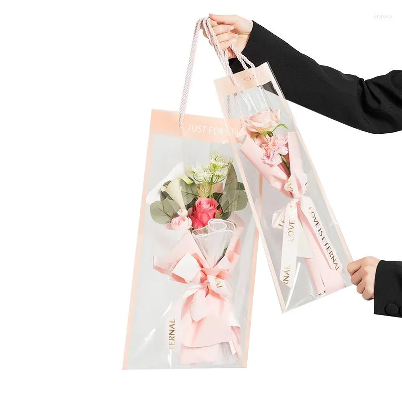 Envoltório de presente 10pcs sacos transparentes transparentes à prova d'água saco de mão embrulho flor embalagem florista suprimentos