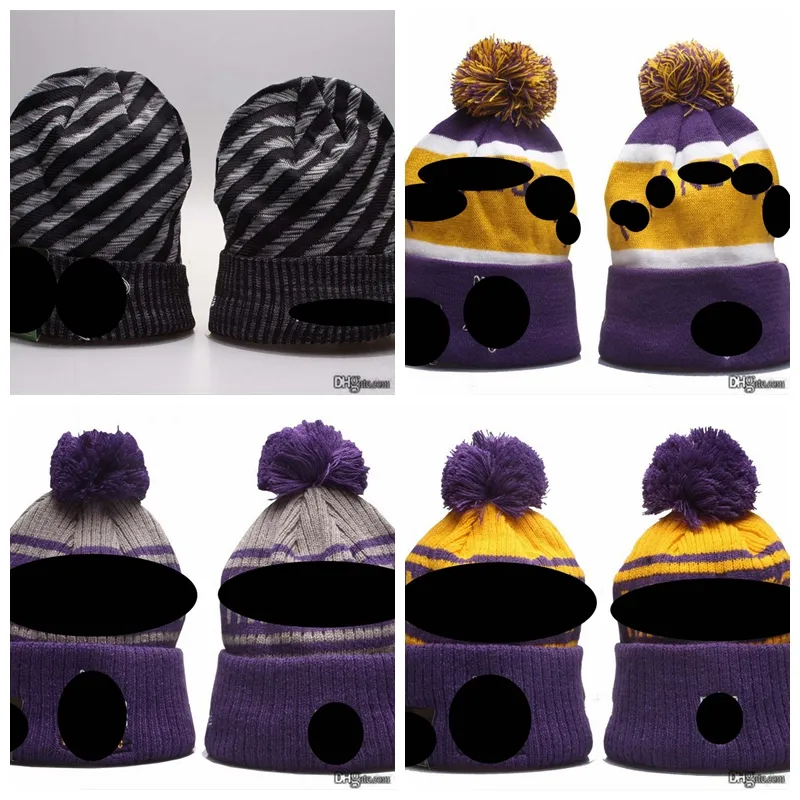 Minnesota''vikings''bobble Hats Gorras de béisbol 2023-24 Diseñador de moda Sombrero de cubo Gorro de punto grueso con pompón de imitación '' Sombrero de Navidad