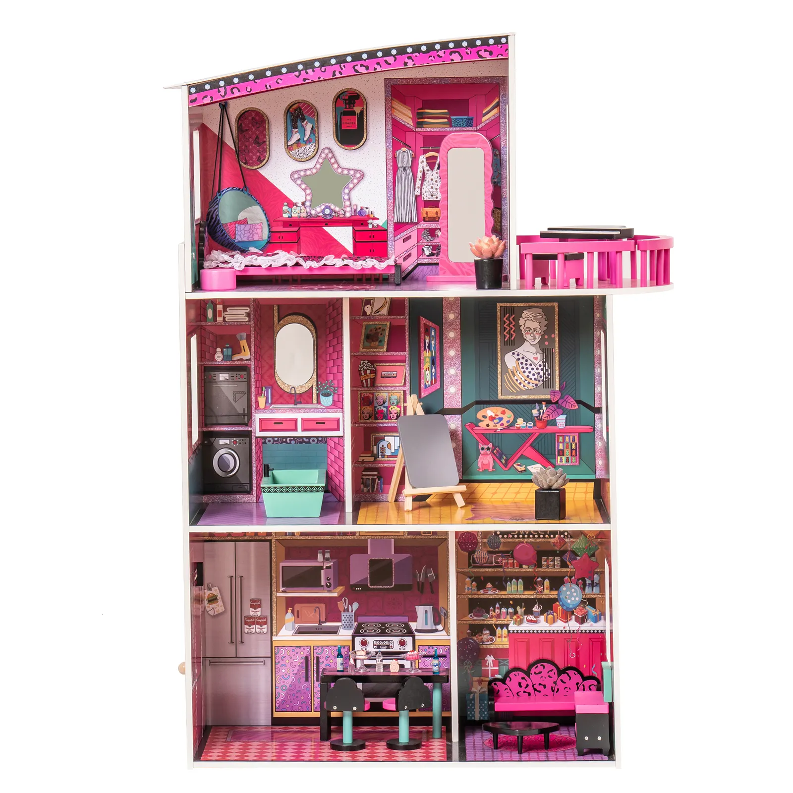 Poupées ROBUD artiste maison de poupée en bois maison de poupée grande maison de rêve 25 pièces accessoires meubles pour cadeaux de 12 pouces 3 230922