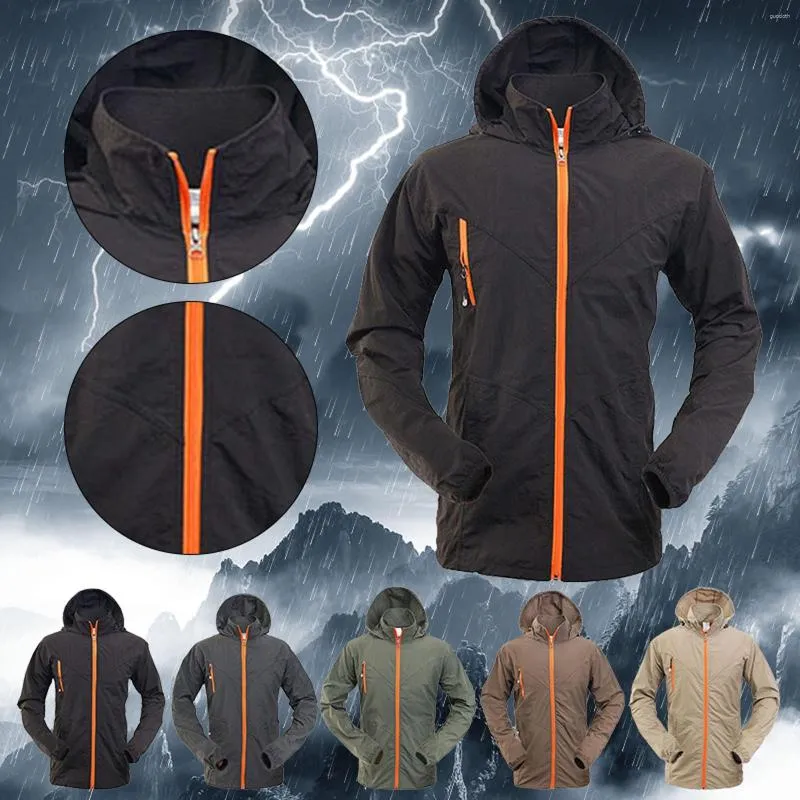 Vestes pour hommes couleur unie coupe-vent et imperméable à la pluie escalade séchage rapide 3xl coupe-vent hommes manteaux d'extérieur