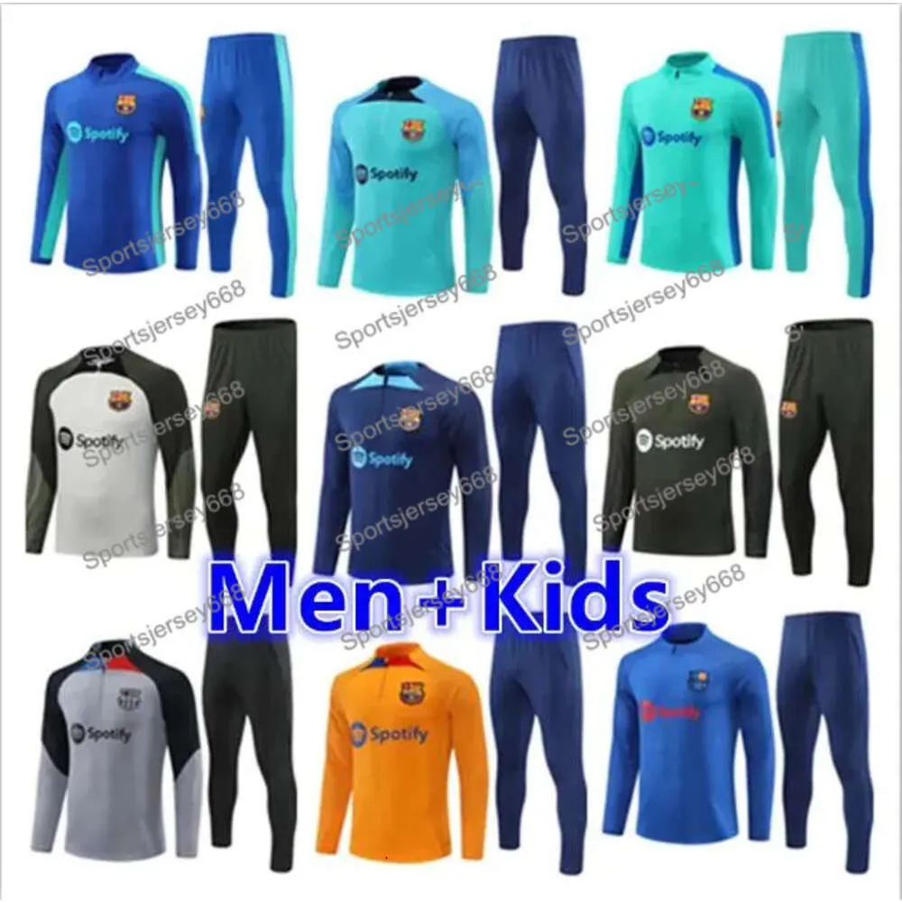 Ansu Fati Camisetas De Football 23/24 Lewandowski Soccer Tracksuits Half Zipper Jacket Tracksuit Men and Kids Barca Training Suit