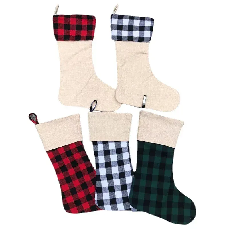 UPS chaussettes de noël décorations bonbons sacs cadeaux sublimationimitation lin plaid