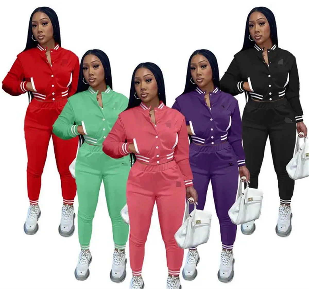 Chaquetas de mujer Traje Chándales Chándales para niñas Conjunto de dos piezas Otoño Invierno Trajes de uniforme de béisbol Sudaderas Joggers Pantalones Trajes Sudadera Pantalones Ropa