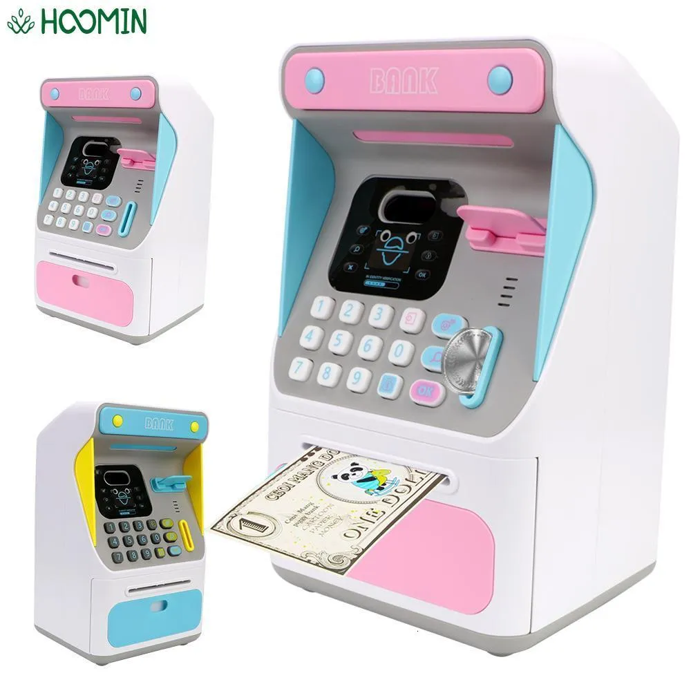 Novelty Items Money Boxes ATM Machine Cash Box Gift For Kids Electronic Piggy Bank Simulated Face Recognition Auto Scroll Paper Banknote 230923