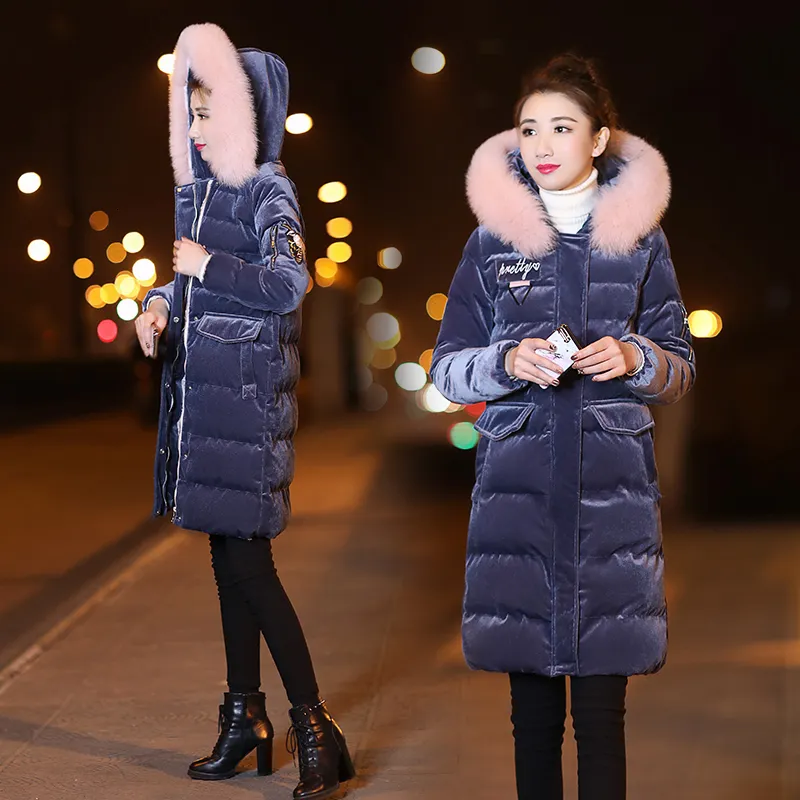 Mulheres Down Parkas Roupas de algodão feminino inverno versão coreana do casaco de algodão grosso no inverno longa seção de algodão de veludo dourado 230923