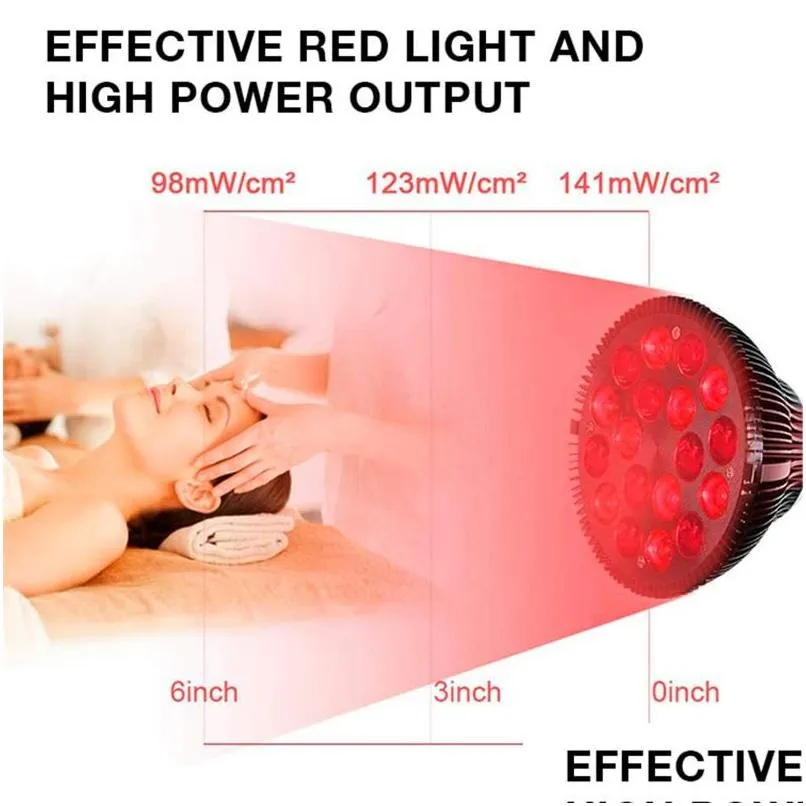 Novidade iluminação lâmpada de terapia de luz vermelha 54w led infravermelho 850nm 660nm cicatriz macia remoção de rugas tratamento acne gota entrega luzes dhexj