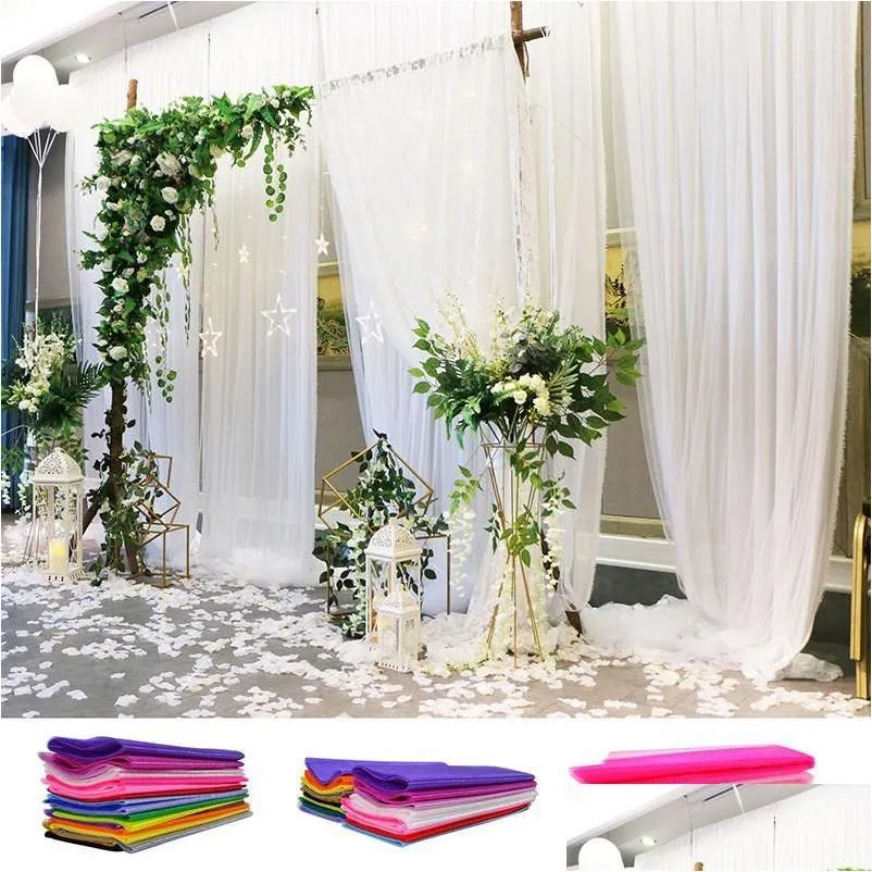 Fajas 48/72 cm 10 metros Sheer Crystal Organza Tle Roll Tela para decoración de bodas DIY Arcos Silla Favor de fiesta Suministros 751 Drop Ot57O