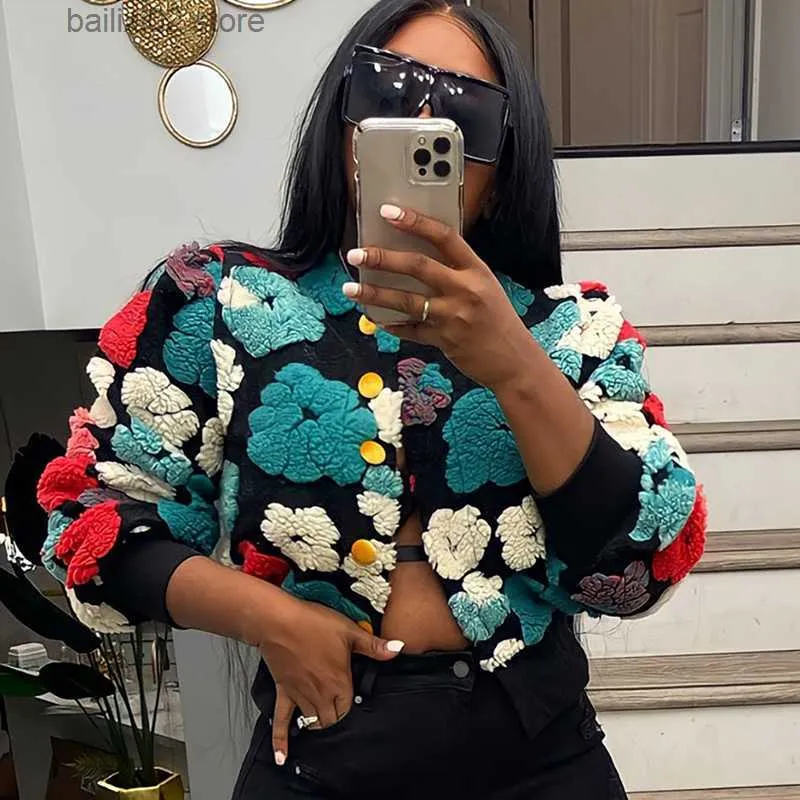 Womens Jackets Year 2023 Fashion Cute Winter Warm Coat Outwears Streetwear Outfits Women Clothing Vintage Flower Jacquard Cropped Jacke T230923 From 6 43 DHgate
