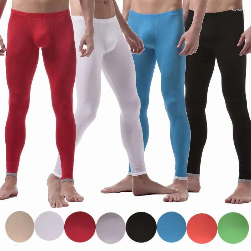 Mens Thermal Underwear Sexy Mens Long Johns Ice Silk Trousers Seamless  Bulge Pouch Sleep Bottoms Fitness Sport Pants Stretch Tight Leggings From  Baizhanji, $15.81