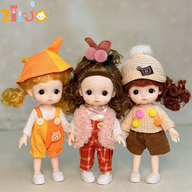 Dolls 112 BJD for Girls 16cm 3D Simulation Princess Dress Up Childrens Doll Toys Cute Multijoint Birthday Gifts 230923