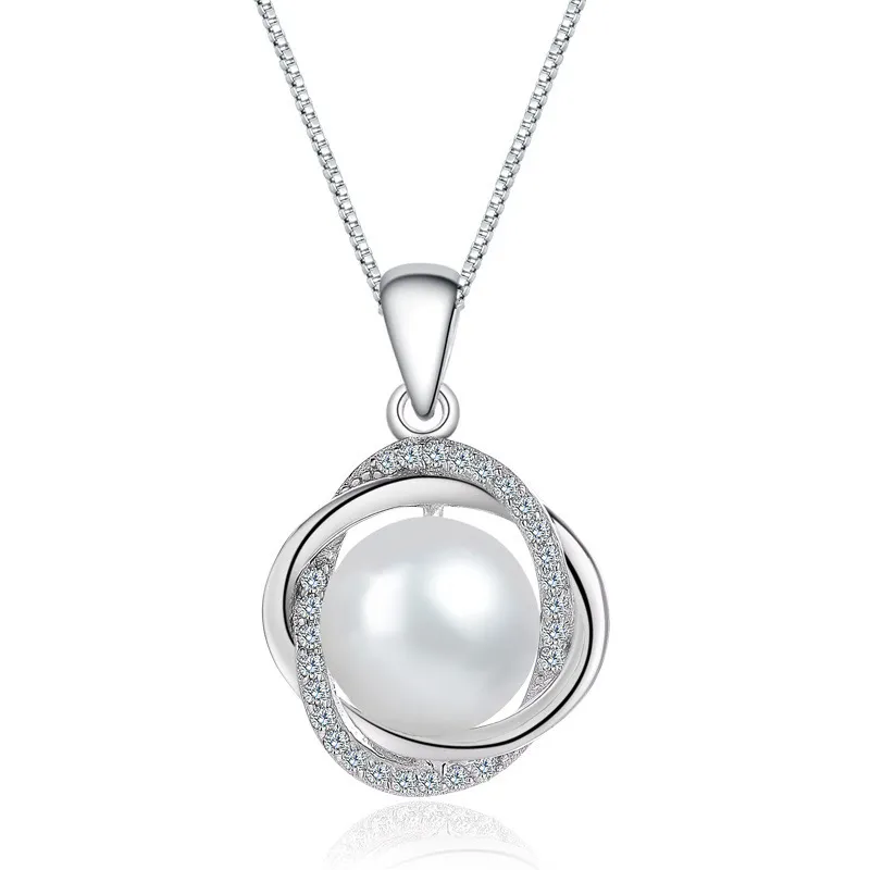 Colliers en argent Sterling 925 avec pendentif en perles pour femmes, haute qualité, chaîne pour fête de fiançailles, mariage, bijoux pour femmes