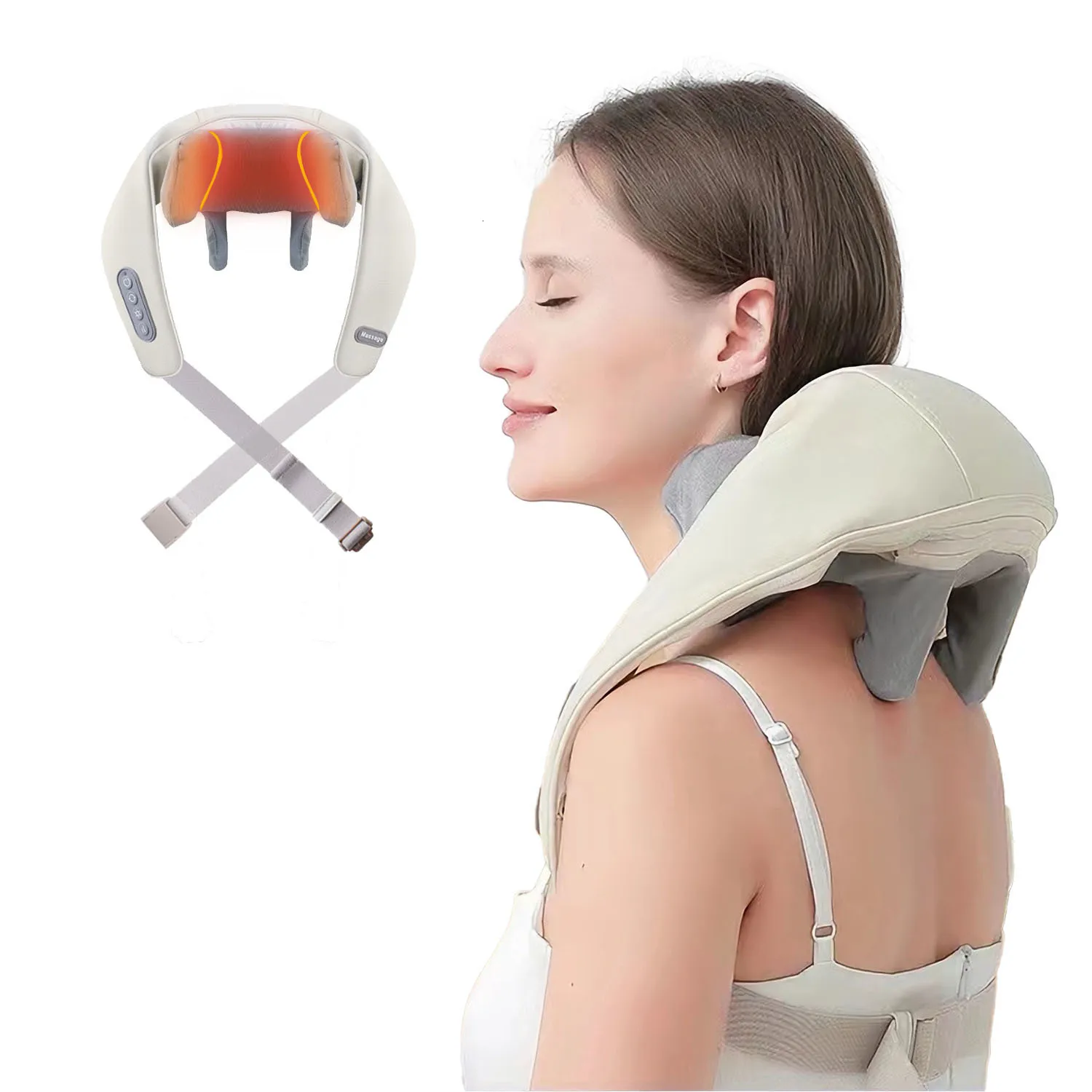 Overige massageartikelen Shiatsu nekmassageapparaat met warmte Elektrische stimulator voor rug-schoudermassagekussen Spierontspanning Cadeau voor familie 230922