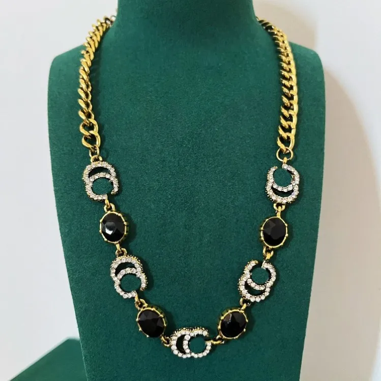 18k guldhalsband svart lyxdesigner halsband ungdomsstil mode smycken kvinnor kärlek gåva 925 silver kristallhänge halsband