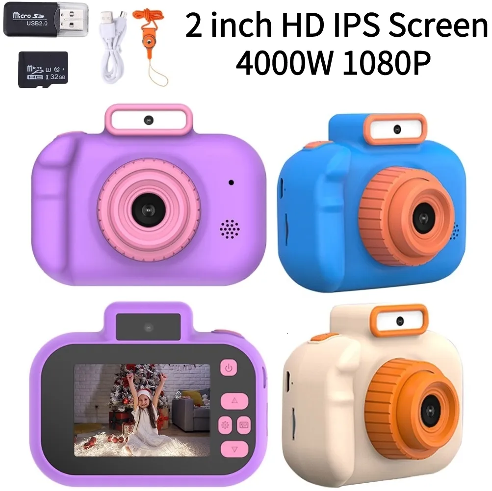 おもちゃカメラ4000Wキッズカメラデジタルチルドレン高解像度フロントリアデュアル2インチHD IPSスクリーンUSB充電推奨230922