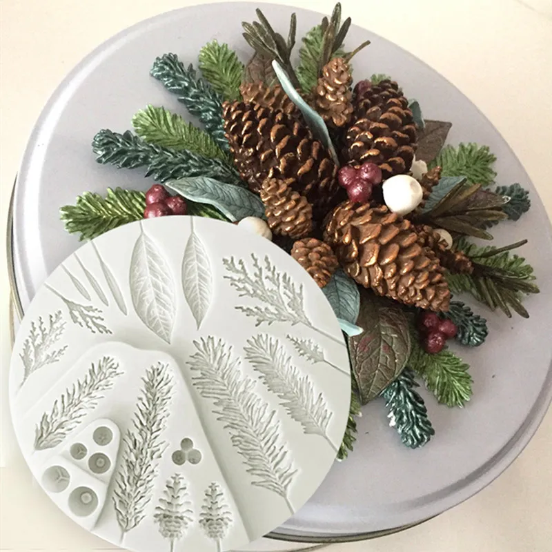 Other Event Party Supplies Silicone Sugarcraft Mold Leaf Foliage Christmas Tree Pineal Cone Resin Tools Cupcake Fondant Cake Lace Decorating Baking 230923