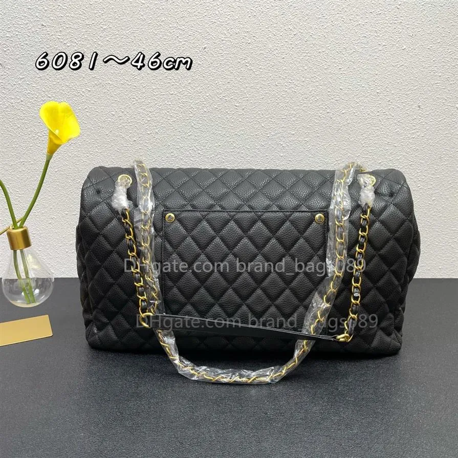 High quality Shopping bag totes 46CM Large Capacity Ladies Flap Designer Bags Caviar Classic Handbags Shoulder Bag Golden Silver M2153
