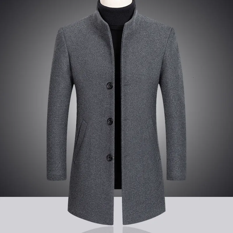 Misto lana da uomo Moda Tempo libero da uomo Boutique Business Tinta unita Cappotto di lana sottile Trench Miscele 230923