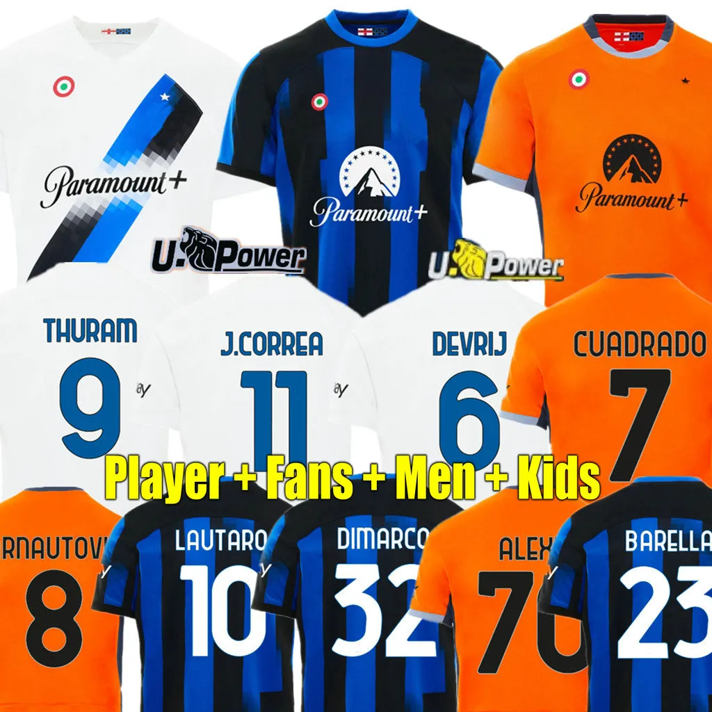 LAUTARO 22 23 24 THURAM HOME voetbalshirts finale BARELLA ALEXIS CUADRADO MILAN Arnautovic AWAY 2023 2024 derde Heren kindertenue voetbalshirt InTErs BASTONI DIMARCO