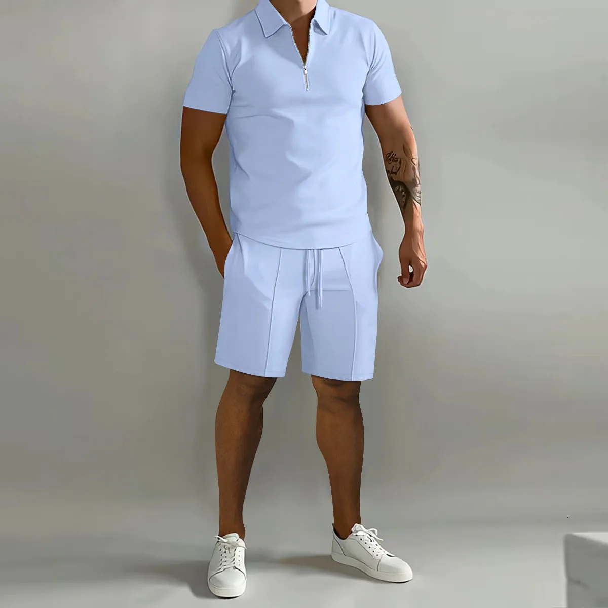 Survêtements pour hommes Summer manches courtes mince polo shirtsport shorts 2 pièces hommes survêtement costume hommes solide ensemble décontracté jogging vêtements de sport 230922