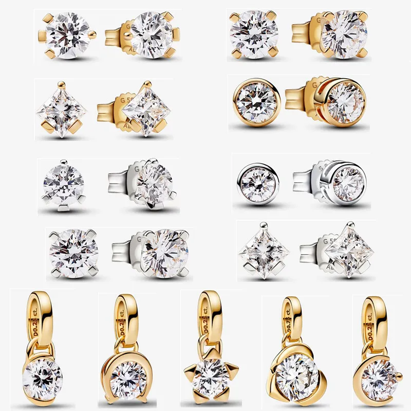 2023 new 925 silver Stud earring for women Designer Jewelry Fashion Charms Pendant DIY fit Pandoras Talisman Lab-grown Diamond Earrings Plated 14k Gold with box