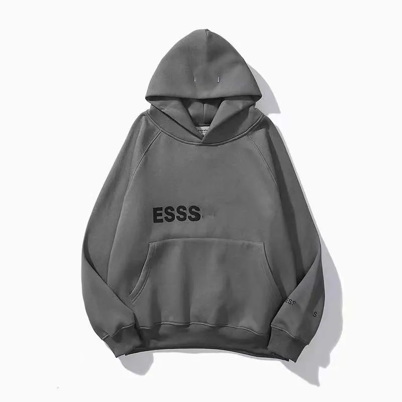 Kış Ess Hoodie Silikon Mektubu Hoodie Erkek ve Kadınlar High Street Gevşek Artı Polar Coat Hoodie Kalın