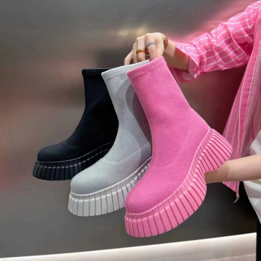 Breathable Summer Sock Boots Women's Comfortable Elastic High Heel Boots  Versatile Mid-Calf Thigh-High Styles New Collection