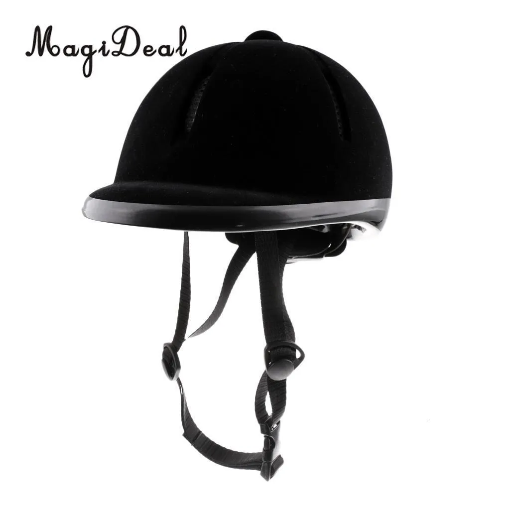 MagiDeal Adjustable Breathable Horse Riding Helmet Safety Velvet Equestrian Helmet 48-54cm