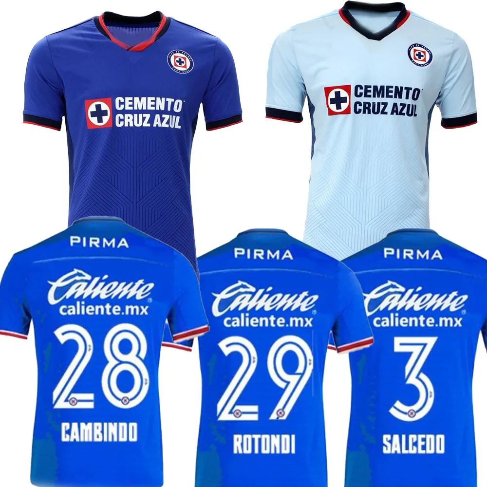 Cruz Azul Futbol Formaları Özelleştirilmiş 23-24 Ev Thai Kalite Futbol Jersey Kingcaps Mağazası Cambindo 28 Rivero 15 Rotondi 29 Salcedo 3 Kendi Dhgate İndiriminizi Tasarlayın