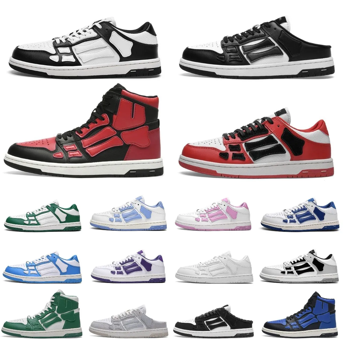 Chaussures de créateurs Hommes Casual Chaussures Skelet Bones Femmes Chaussures de sport Baskets rétro Noir rouge Blanc Gris Skel Top Low Chaussures décontractées Baskets d'entraînement en cuir véritable