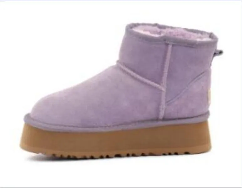 Designer de inverno feminino 5854 fivela botas de neve de pele meio joelho curto senhora lã de carneiro integrar botas
