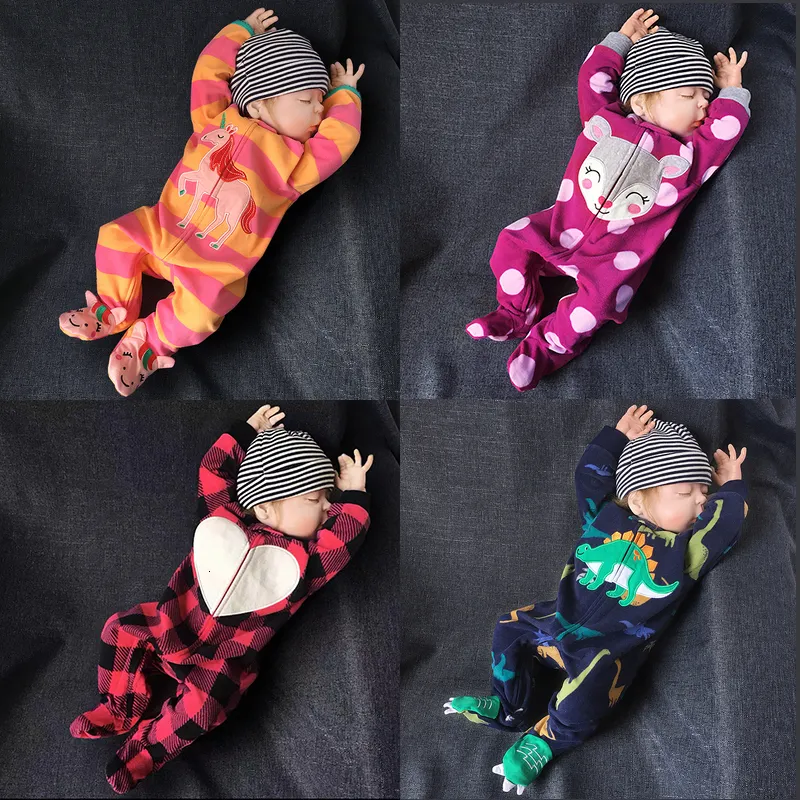 Rompertjes Polar Fleece Pyjama's Baby Winter Romper Cover Alle Jumpsuits geboren Jongenskleding Kleine meisjes Herfstkleding Peuter 0-12M 230923