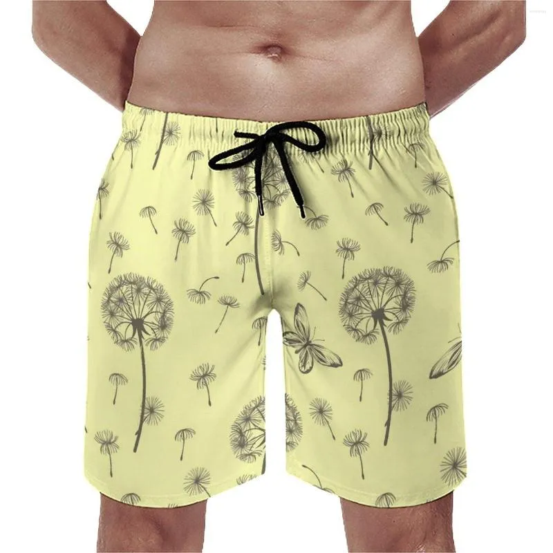 Shorts masculinos Dandelion Wishes Academia Verão Borboleta Impressão Casual Praia Esportes Surf Padrão Secagem Rápida Troncos de Natação