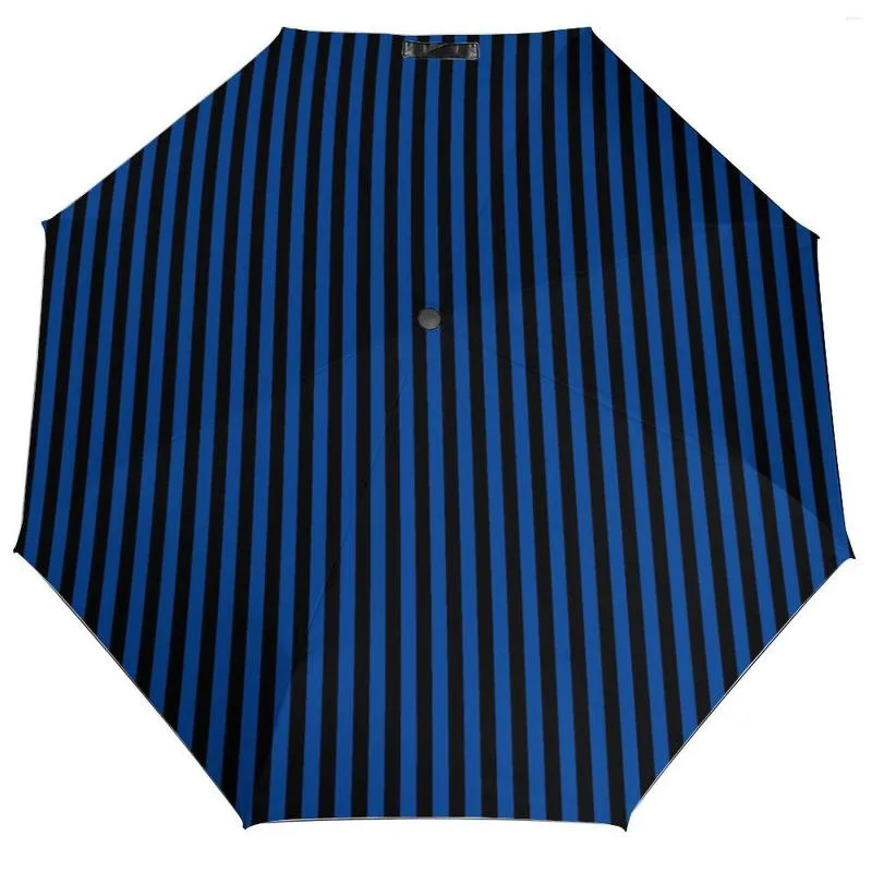 Umbrellas Striped Halloween 8 Ribs Auto Umbrella Blue And Black Carbon Fiber Frame Wind Resistant Ligthweight For Male