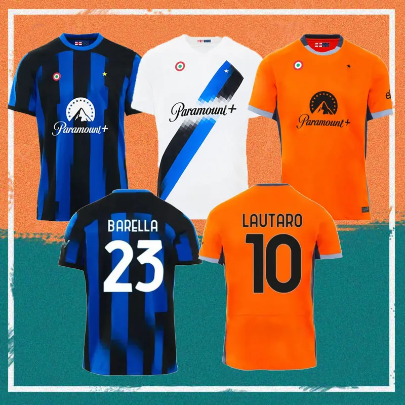 23/24 Spelarversion Lautaro Soccer Jerseys 2023 Homeinters Thuram Barella Mkhitaryan Shirt de Vrij J.Correa Football Uniform Sale