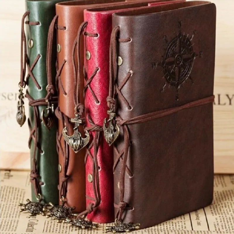 Notepads Warm Retro Notebook Diary Notepad Vintage Pirate Anchors PU Leather Note Book Replaceable Stationery Gift Traveler Journal 145g 230923