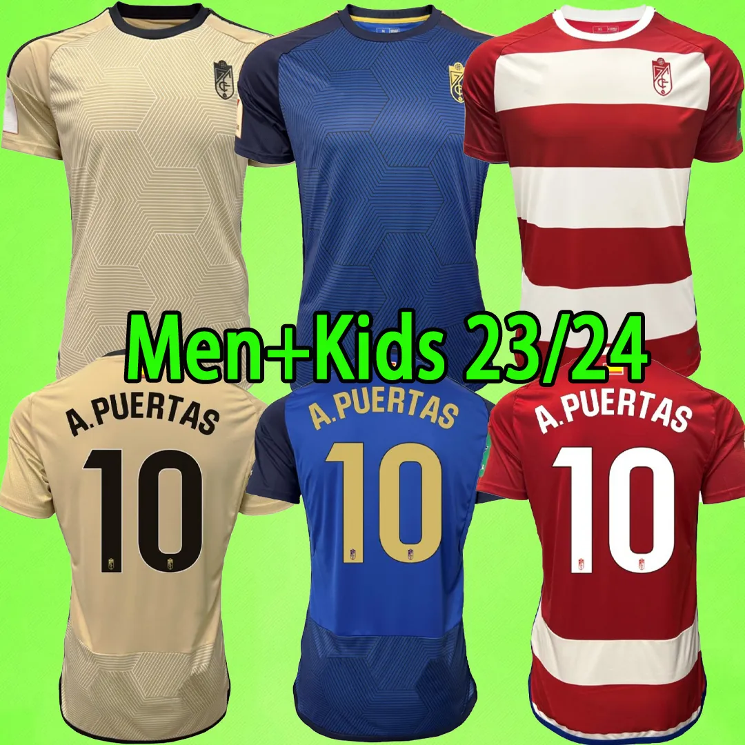 23/24グラナダCFサッカージャージーキッズキットカレジョンA.Puertas Soro Uzuni 2023 2024 Granada Jesus Vallejo Shon Weissman F.Diedhiou C.Neva Bryan Football Shird Boy Camiseta